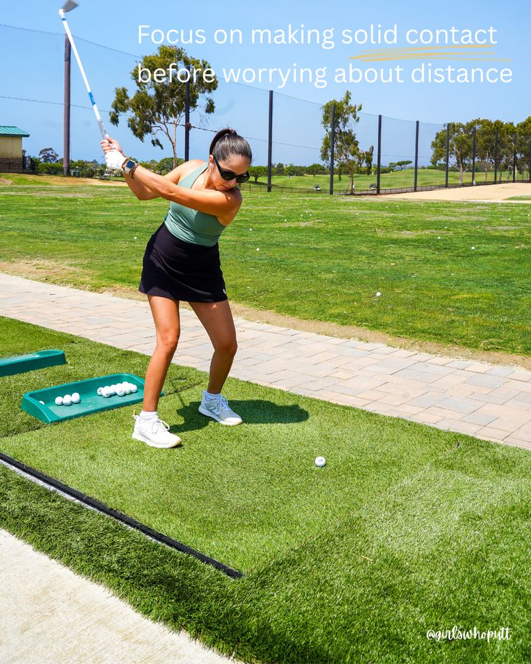 Focus on making solid contact before worrying about distance.